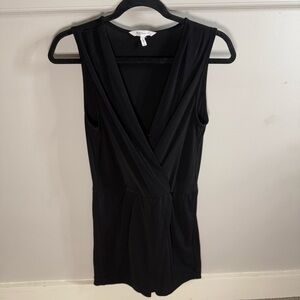 BCBGeneration Black Romper V-Neck Wrap Detail Tank